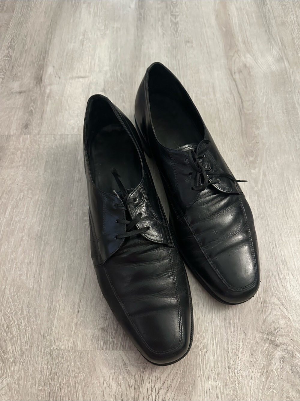 Vintage Florsheim Richfield black leather Moc-Toe shoes, Size 13B